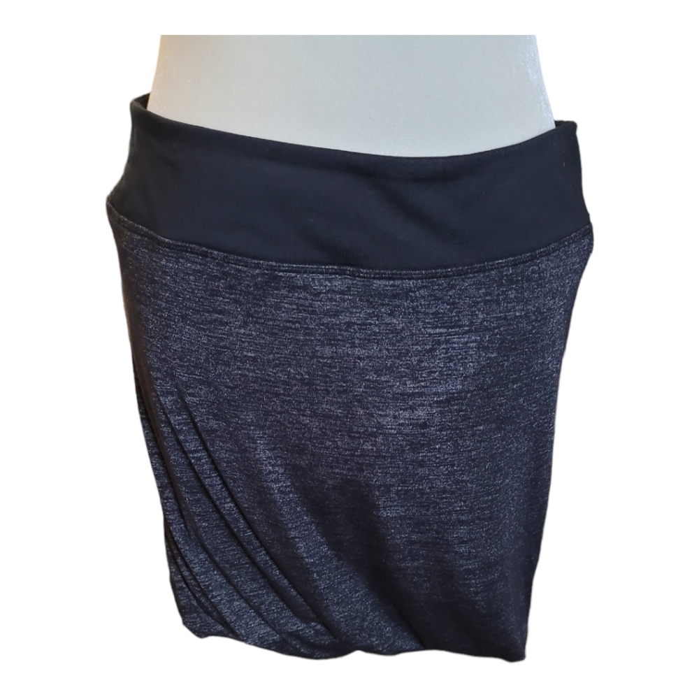 Athleta Twist It Space Dye Bubble Mini Skirt Black Gray Ruched M - Picture 7 of 14